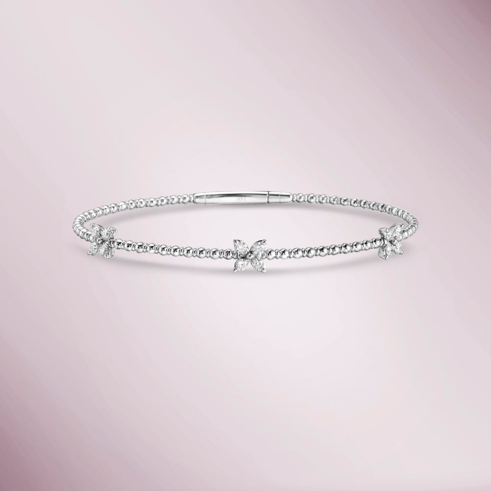 1 1/5 Ctw Flower and Marquise Link Diamond Bracelet in 14K R, Becker's  Jewelers