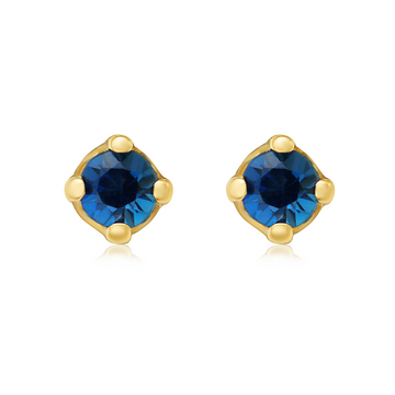 Blue Sapphire Round Shape Micro Studs Earrings (0.02 ct.) in 14K Gold