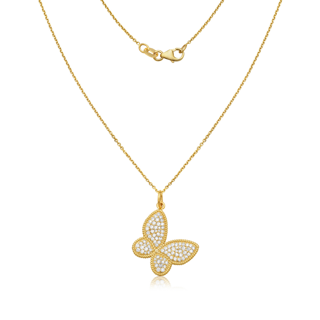 Diamond Butterfly Pendant Necklace (0.55 ct.) in 14K Gold