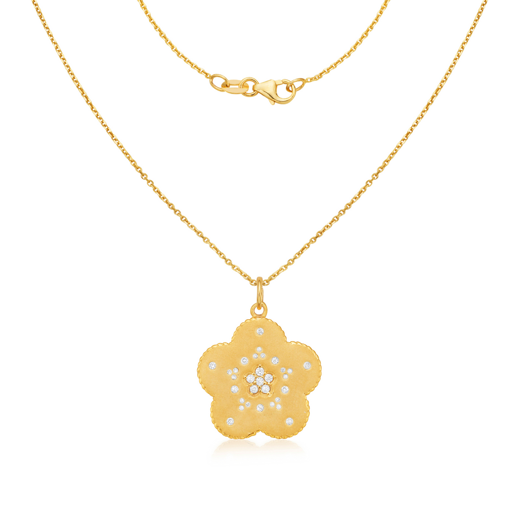 Diamond Medallion Flower Pendant Necklace (0.25 ct.) in 14K Gold