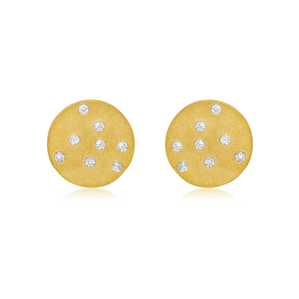 Capucelli 0.40'' Diamond Round Shape Disc Earrings (0.15 ct.) in 14K Gold