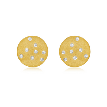 Capucelli 0.40'' Diamond Round Shape Disc Earrings (0.15 ct.) in 14K Gold