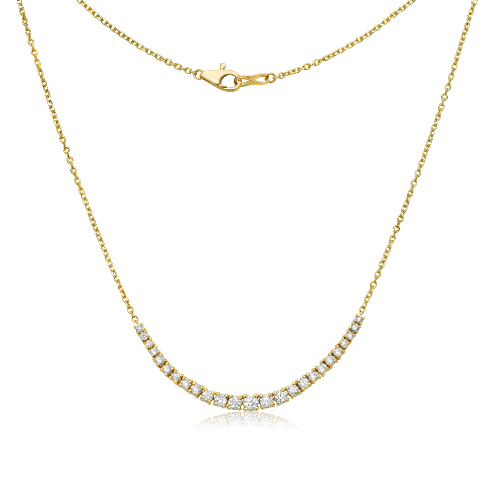 Graduated Diamond Bar Necklace (1.00 ct.) 4-Prongs Setting in 14K Gold