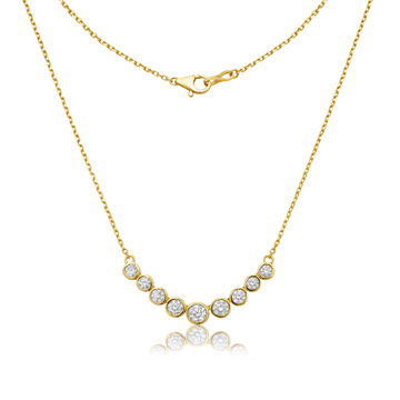 Graduated Diamond Bar Necklace (1.50 ct.) Bezel Setting in 14K Gold