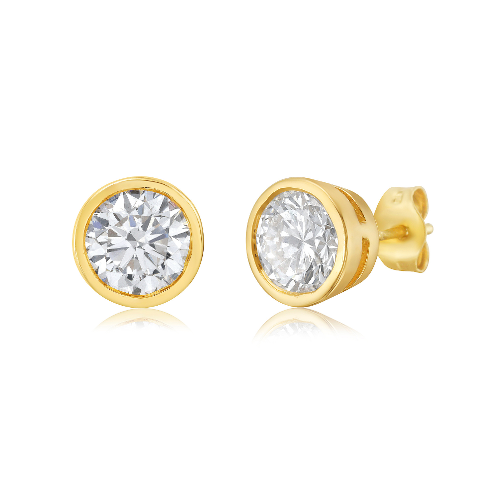 Lab Grown Diamond Stud Bezel Setting Earrings (2.00 ct.) in 14K Gold