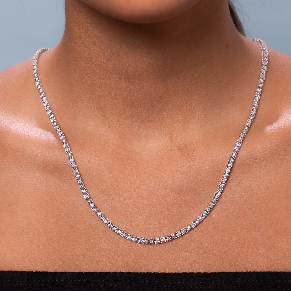 Diamond Tennis Necklace (4.00 ct.) 2 mm Illusion Setting in 14K Gold