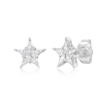 Pie Cut Diamond Star Shape Earrings (0.36 ct.) in 14K Gold